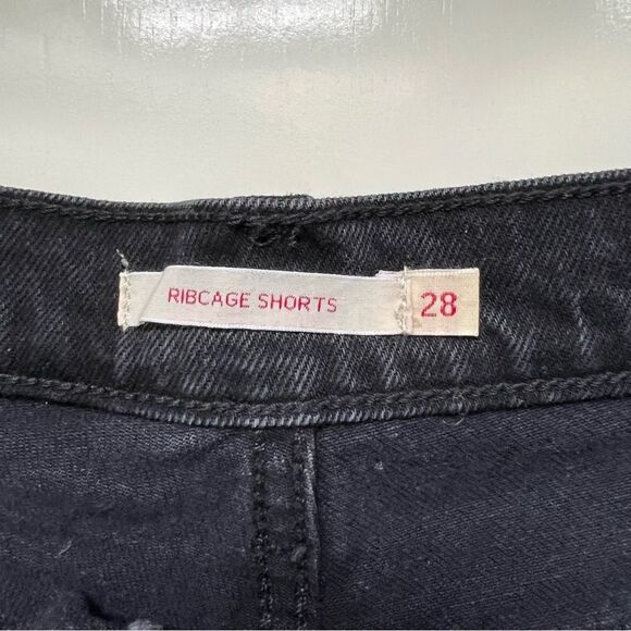 Levi’s Ribcage Shorts Cutoffs Jean Shorts Denim Black Button Fly Size 28 - Picture 3 of 7